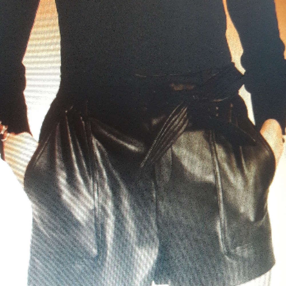 Zara Faux Leather paper bag Bermuda shorts Black